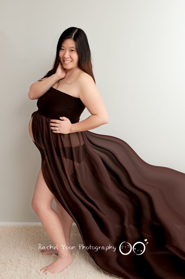maternity photography vancouver - chocolate maternity gown