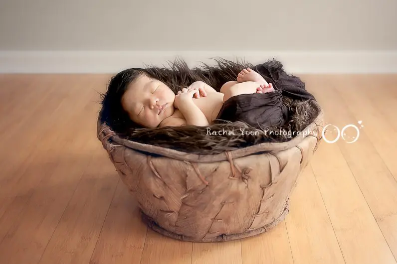 vancouver newborn photographer - newborn basket prop