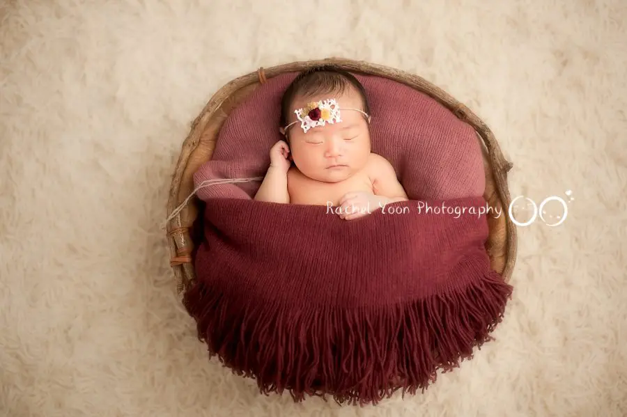 newborn photography vancouver - newborn baby girl in a basket