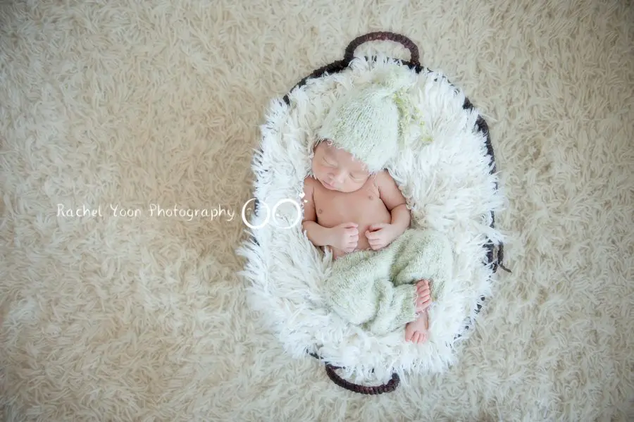 newborn photography vancouver - newborn baby boy in a basket