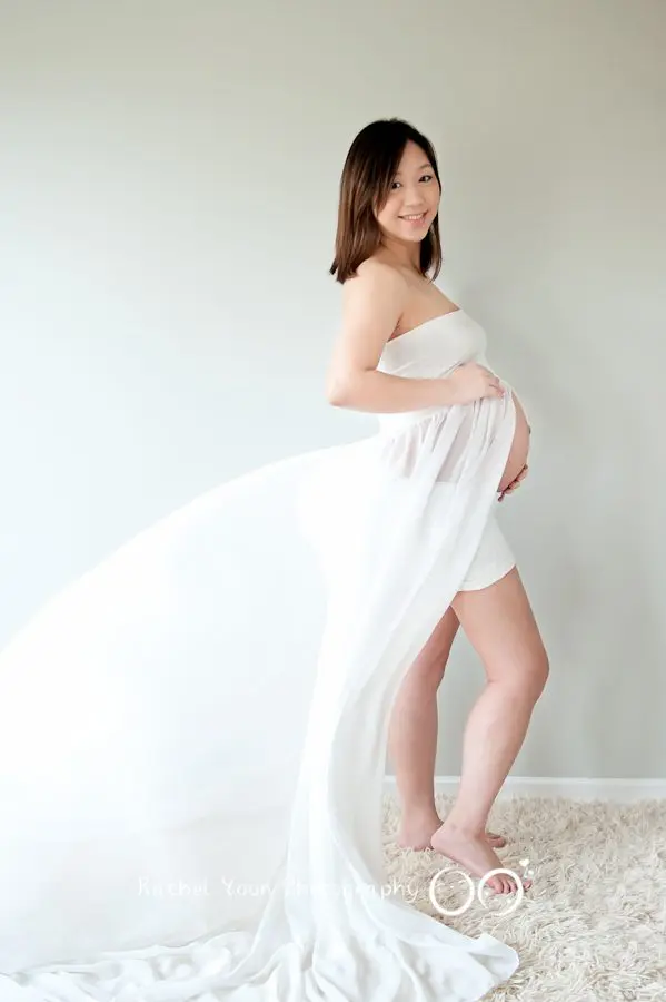 maternity photography vancouver - white long gown