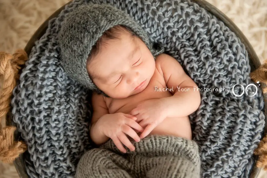 newborn photography vancouver - newborn baby boy in a basket