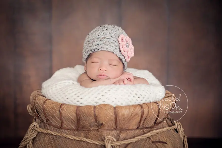 newborn baby girl in a basket - Newborn Photography Vancouver
