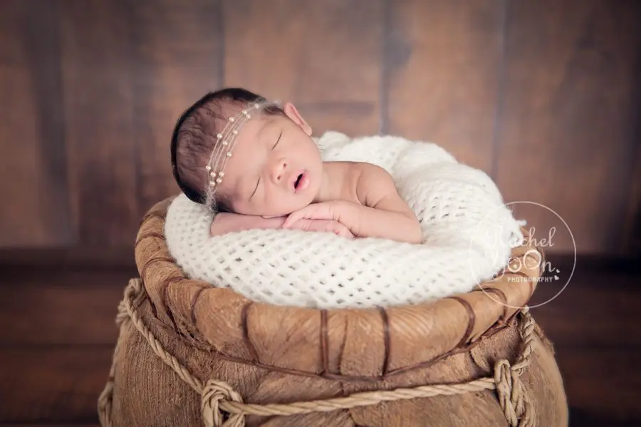 newborn baby girl in a basket - Newborn Photography Vancouver