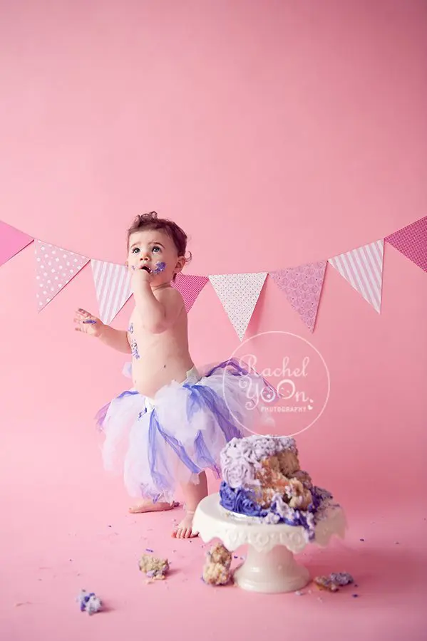 1 year old baby cake smash at studio - baby photography vancouver