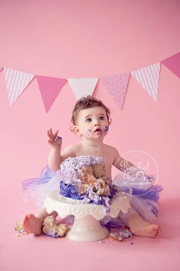 1 year old baby cake smash at studio - baby photography vancouver