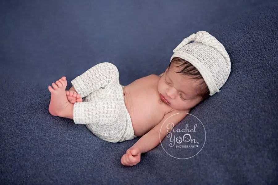 newborn baby boy lying on a blanket - newborn photography vancouver