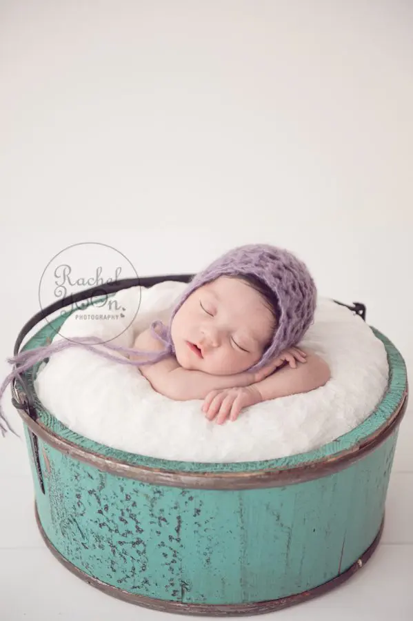 newborn baby girl in a basket - newborn photography vancouver