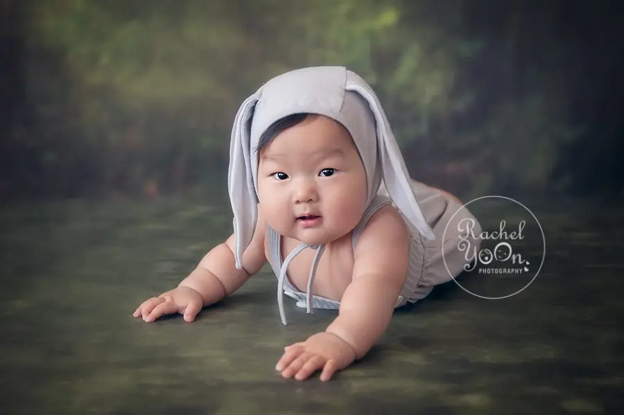 baby girl in a rabbit outfit - baby photography vancouver