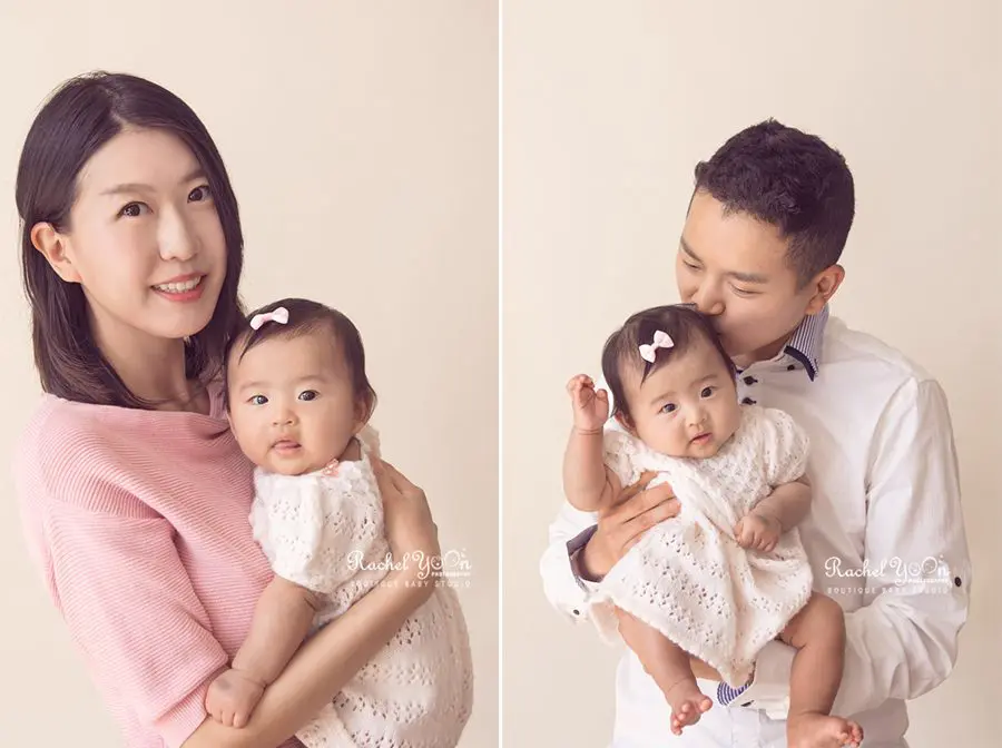 100 days old baby with mom and dad