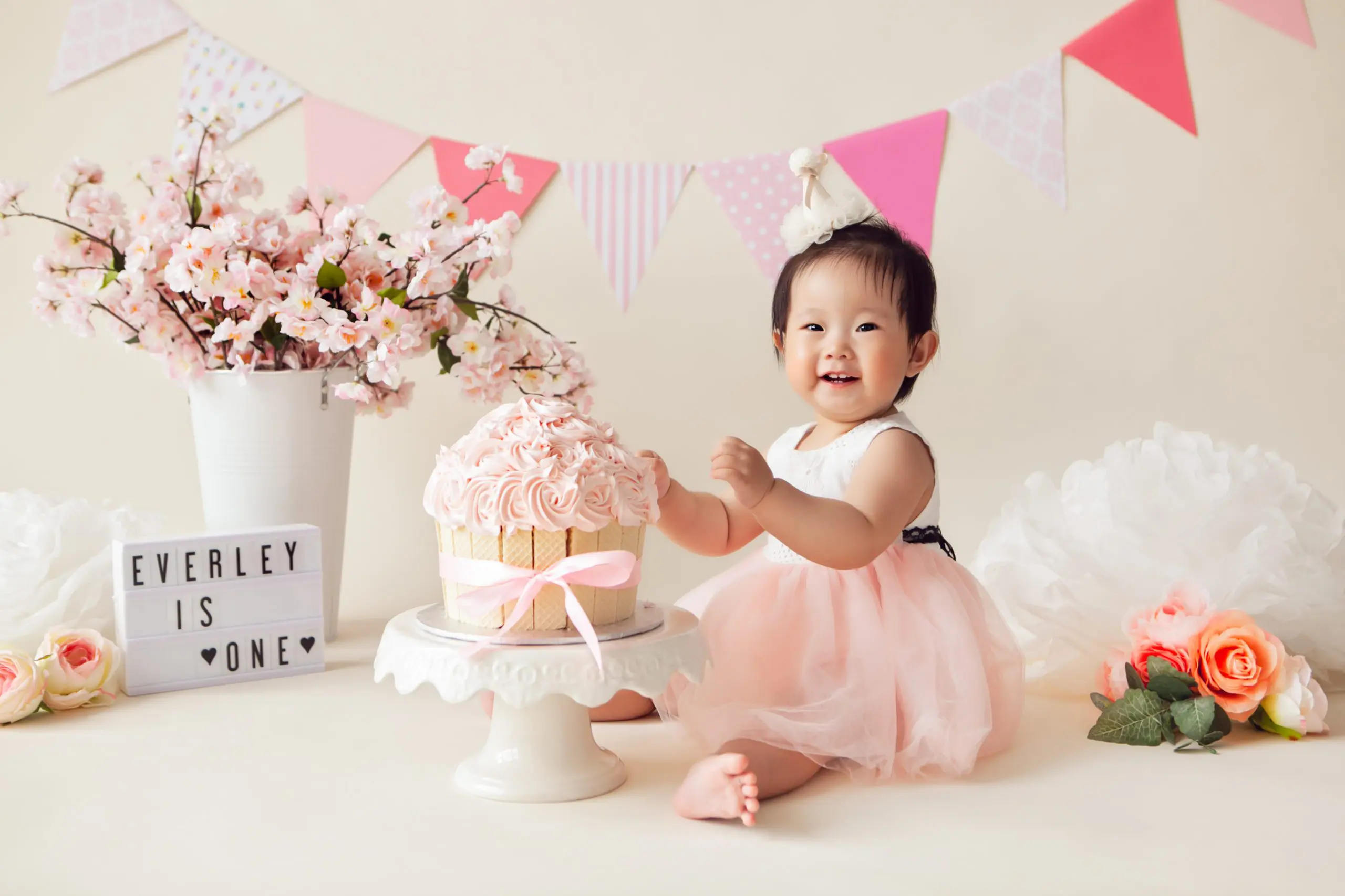 cake smash photography - pink theme