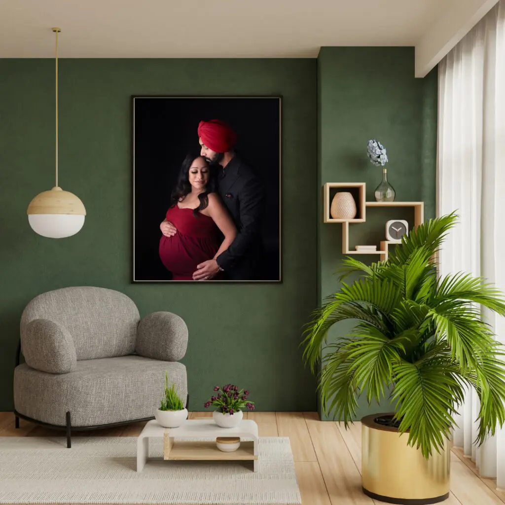 maternity couple photo wall display
