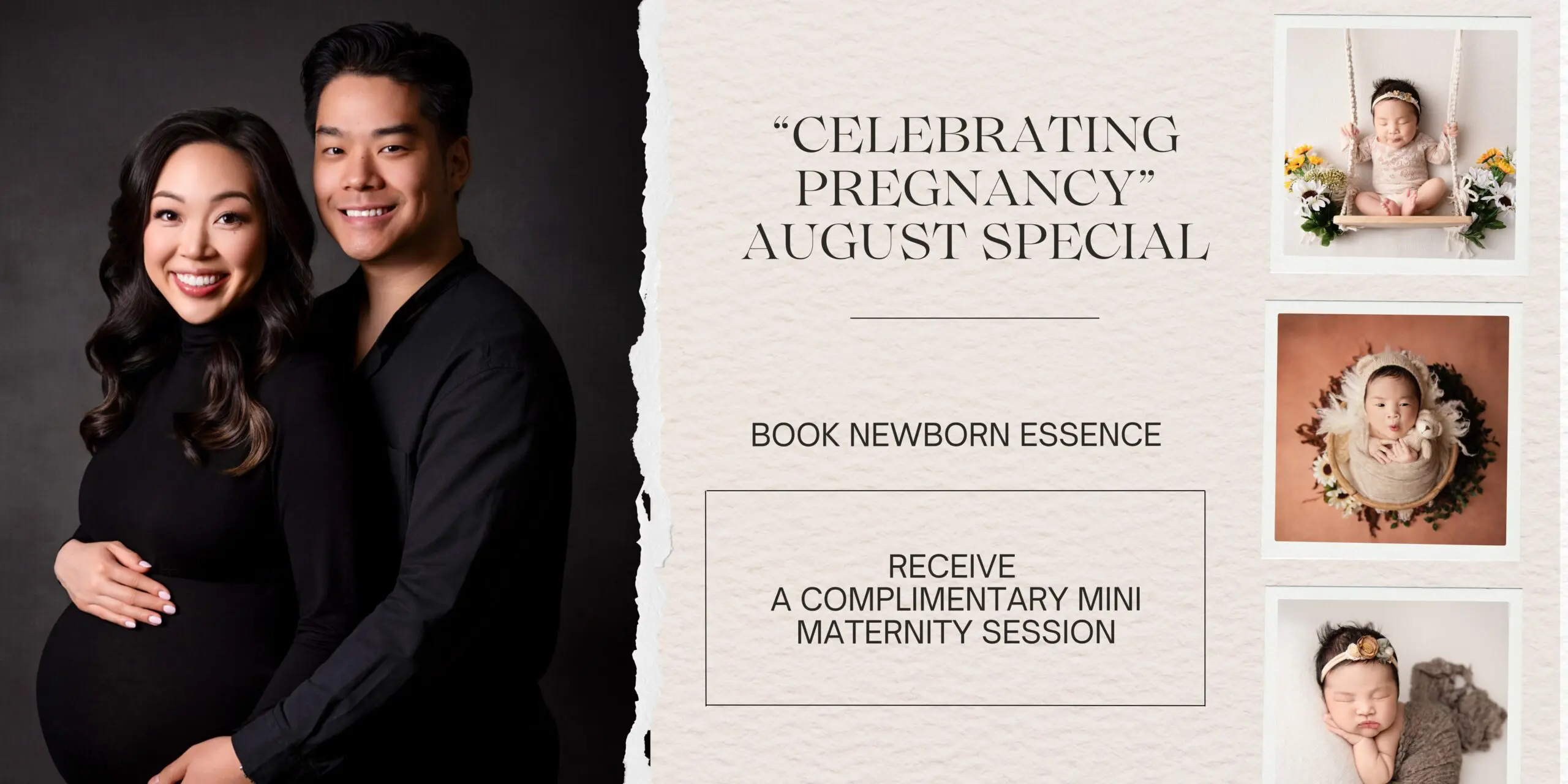 Celebrating pregnancy - August special. Book newborn essence and receive a complimentary mini maternity session