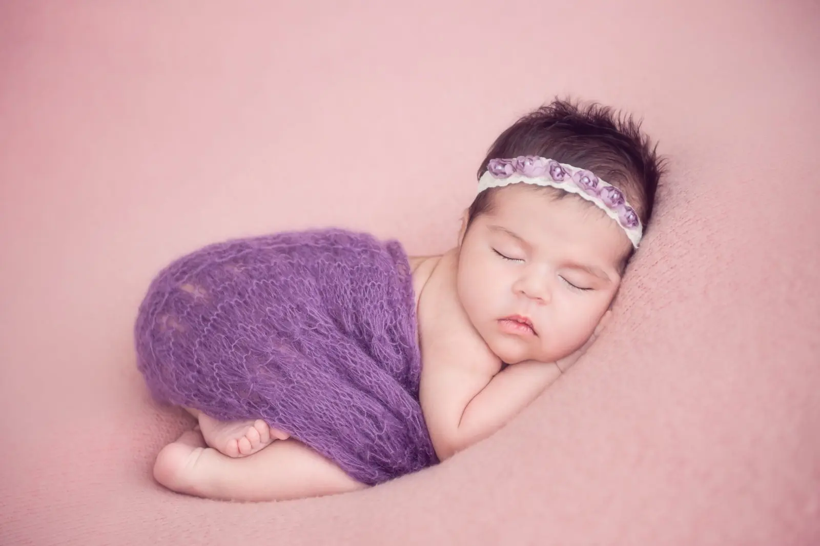 newborn baby photography purple blanket 1