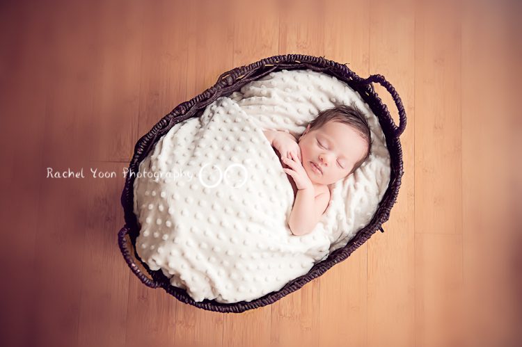 newborn baby girl in a basket