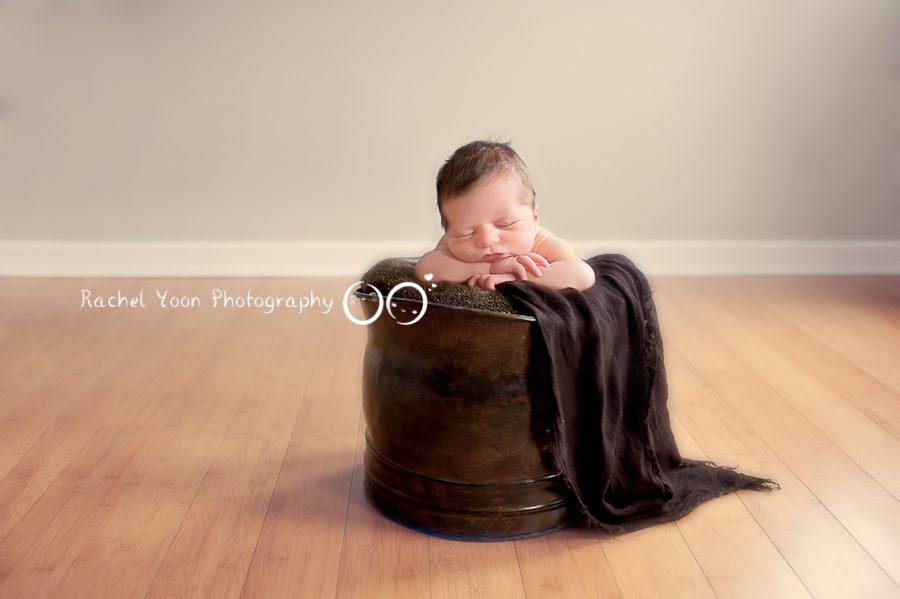 Newborn Photography Vancouver - newborn in a bucket