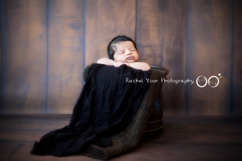 Newborn Photography Vancouver - baby boy in a bucket