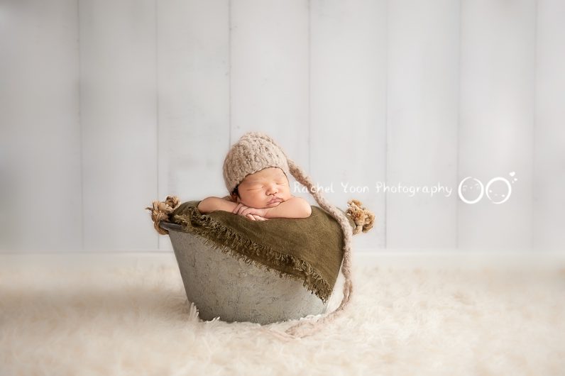 vancouver newborn photographer - newborn bucket prop