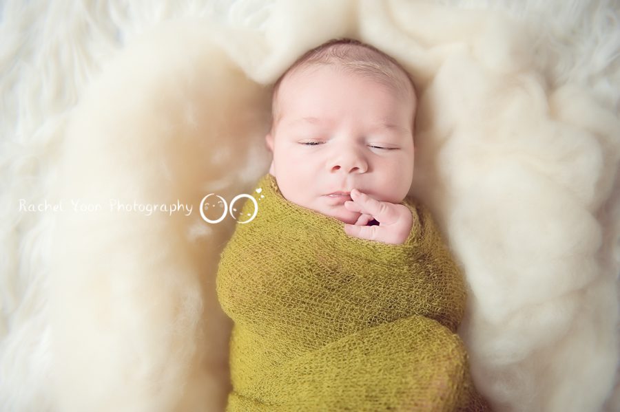 newborn photography vancouver - baby boy in a wrap