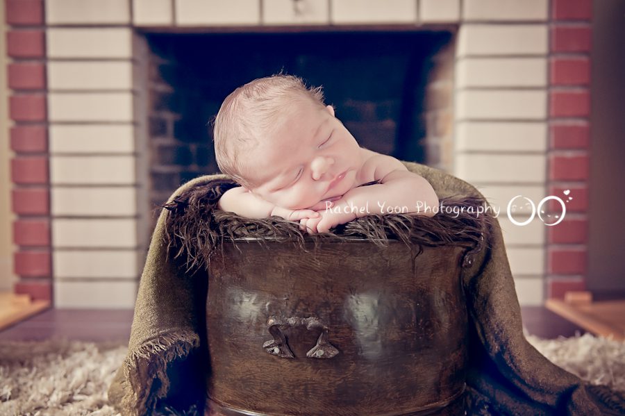 newborn photography vancouver - propped in a bucket