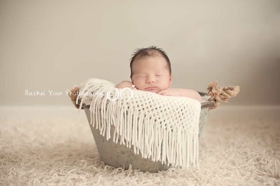 newborn photography vancouver - baby boy in a bucket