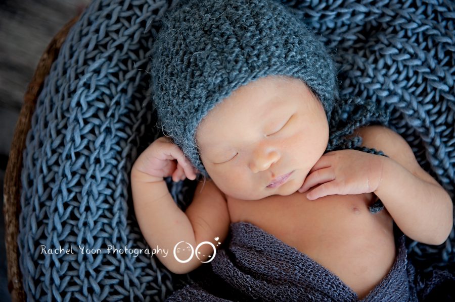 newborn photography vancouver - newborn baby boy in a basket