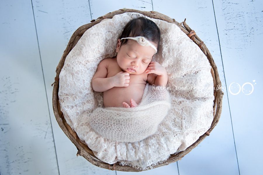 newborn photography vancouver - newborn baby girl in a basket