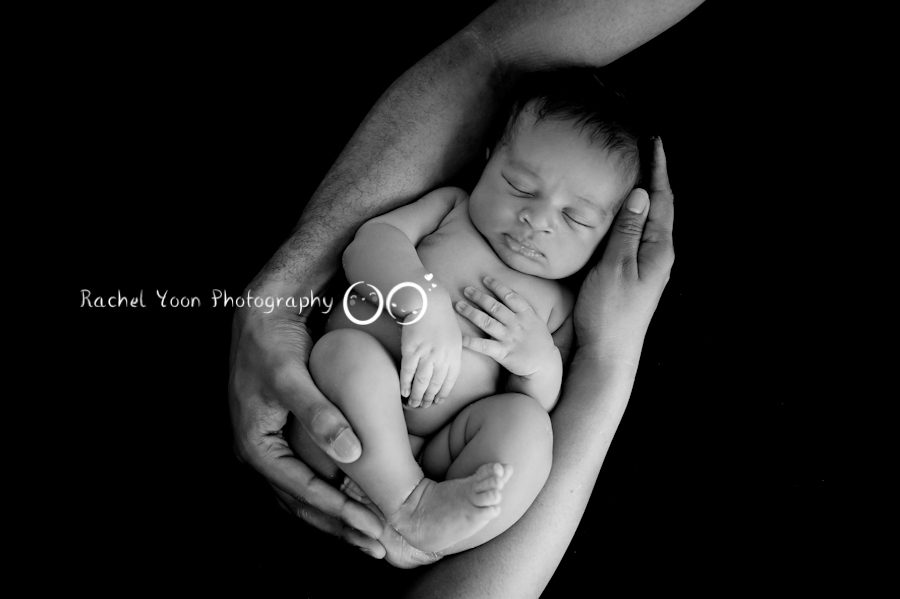 newborn photography vancouver - newborn boy in black and white