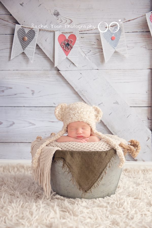 Newborn Photography Vancouver - baby boy in a bucket