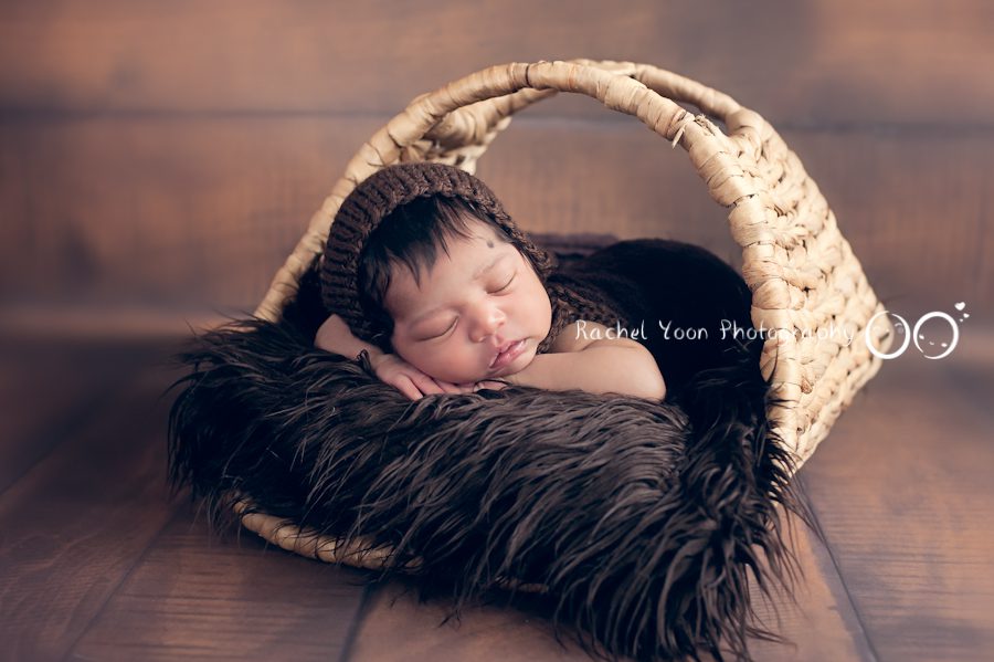 Newborn Photography Vancouver - baby boy lying in the basket