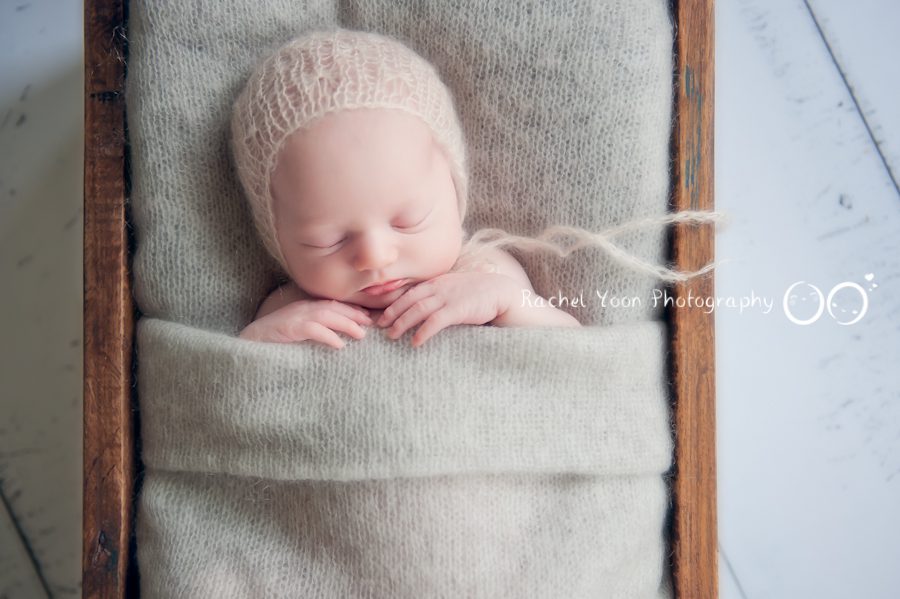 newborn photography vancouver- baby girl in a box