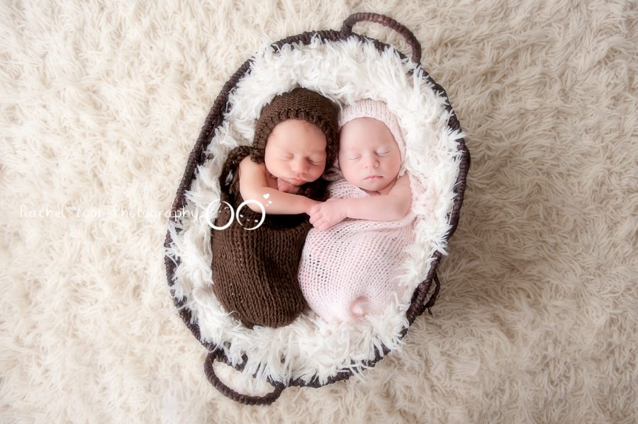 Twins in a basket - Newborn Photography Vancouver