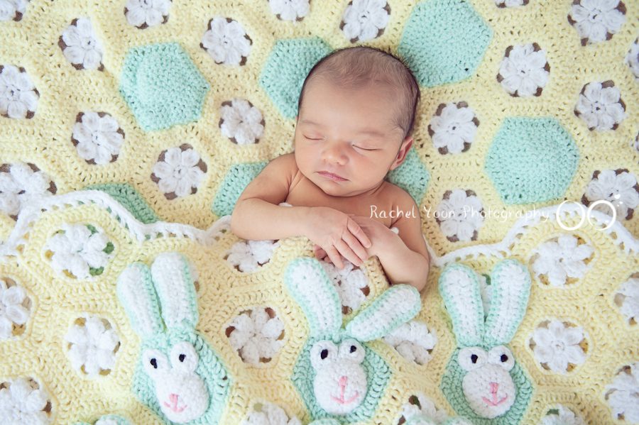 newborn baby girl in her grandma's blanket - newborn photography vancouver