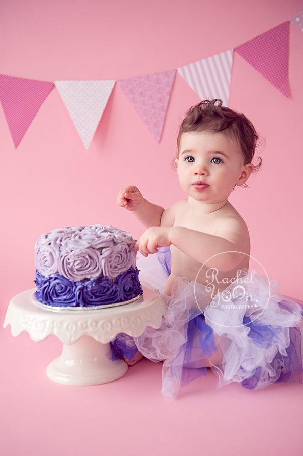 1 year old baby cake smash at studio - baby photography vancouver