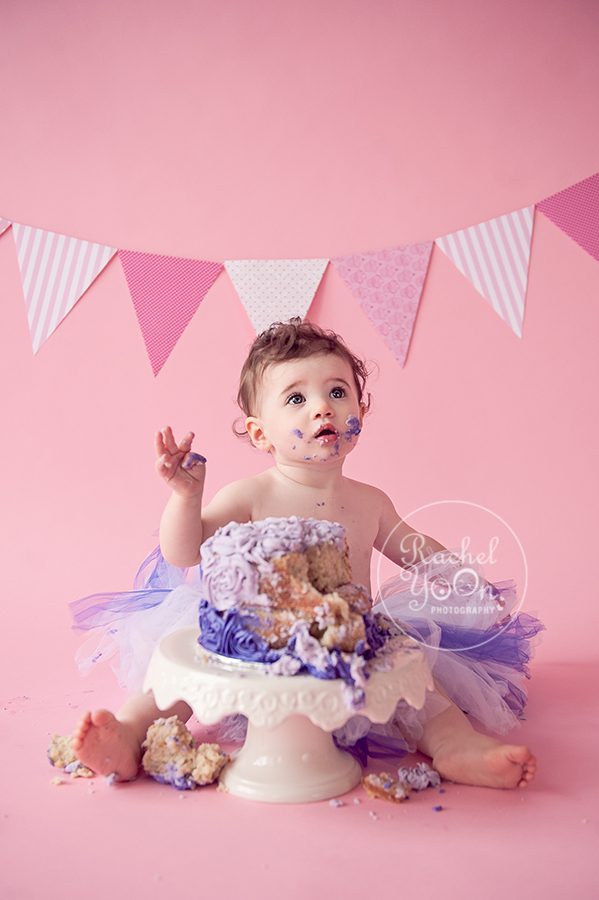 1 year old baby cake smash at studio - baby photography vancouver