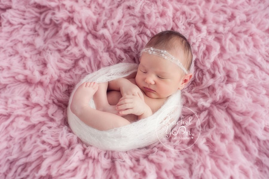 newborn baby girl wrapped in white - newborn photography vancouver
