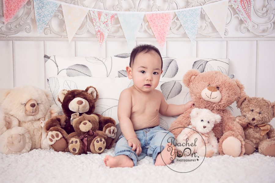 baby boy with teddy bears - baby photography vancouver