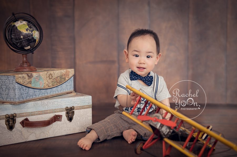 baby boy with a travel theme - baby photography vancouver