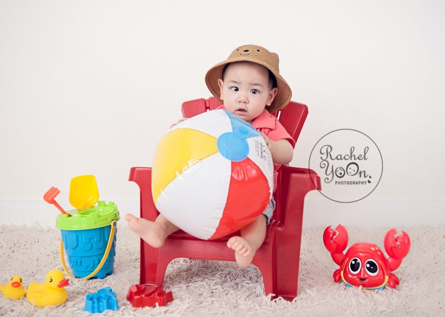baby boy with a beach theme - baby photography vancouver