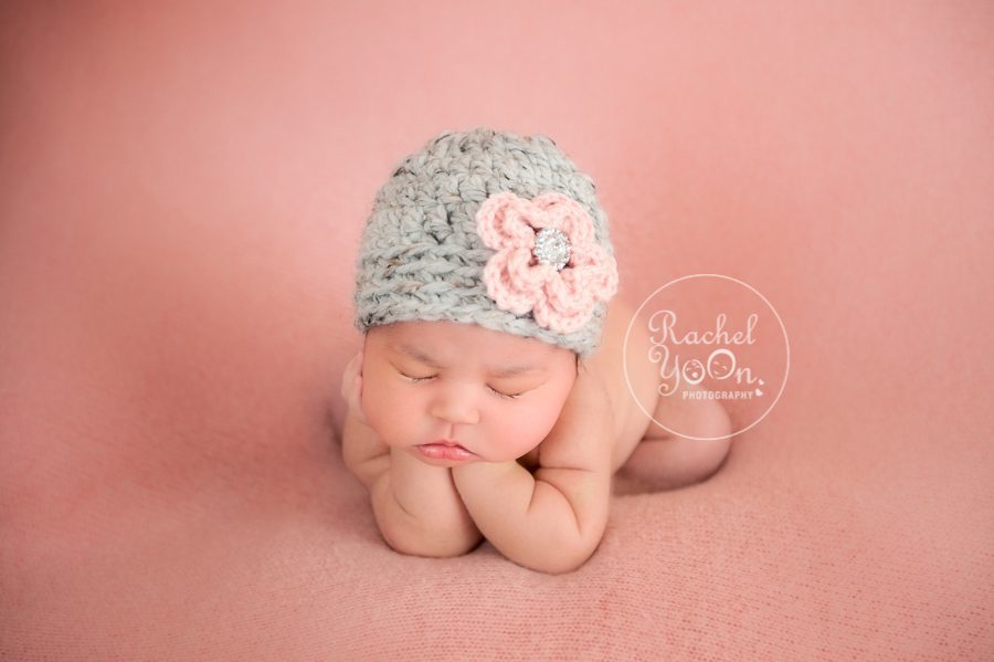 newborn baby girl in a froggy pose - newborn photography vancouver