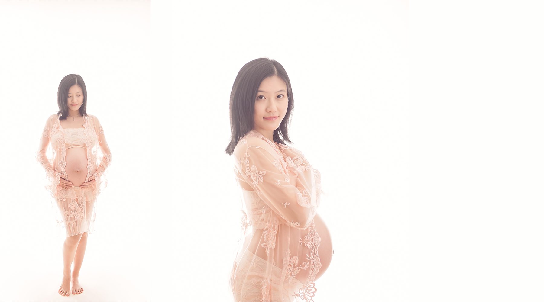 Luxury Beaded Robe Peach - maternity gowns from Rachel Yoon Photography