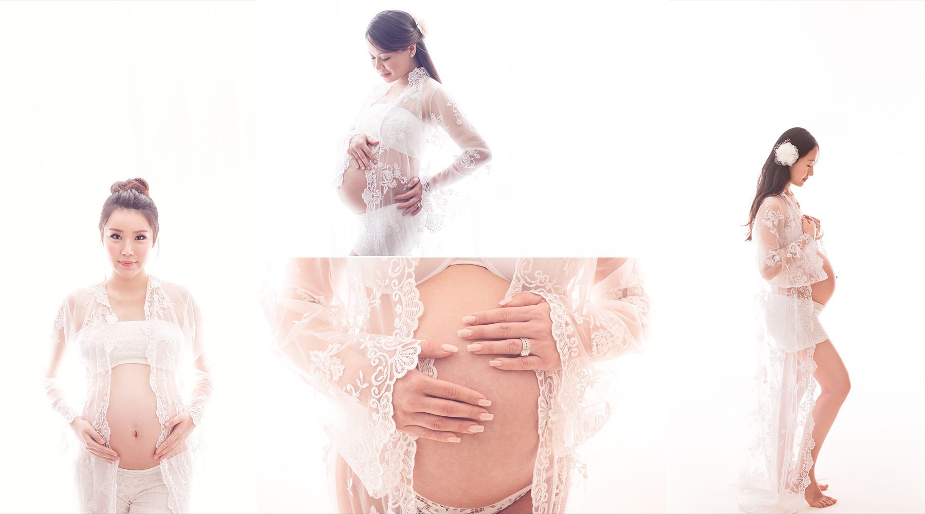 Luxury Beaded Robe White - maternity gowns from Rachel Yoon Photography