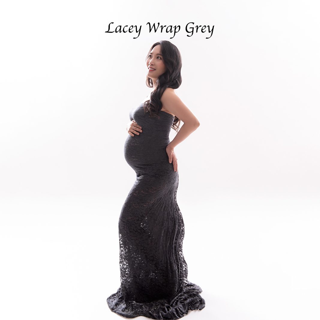 Vancouver Maternity Gown - Lacey Wrap Grey