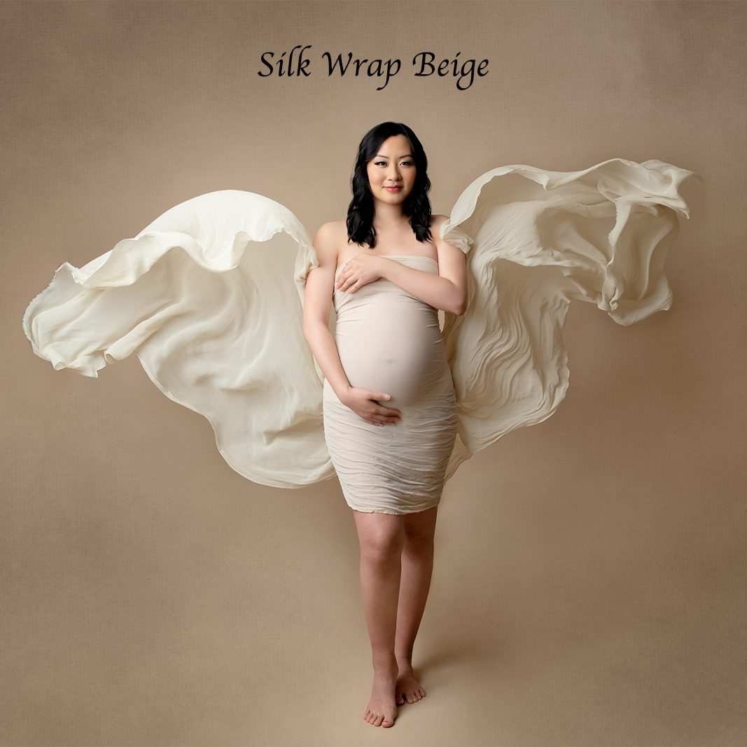 Vancouver Maternity Gown - Silk Wrap Beige