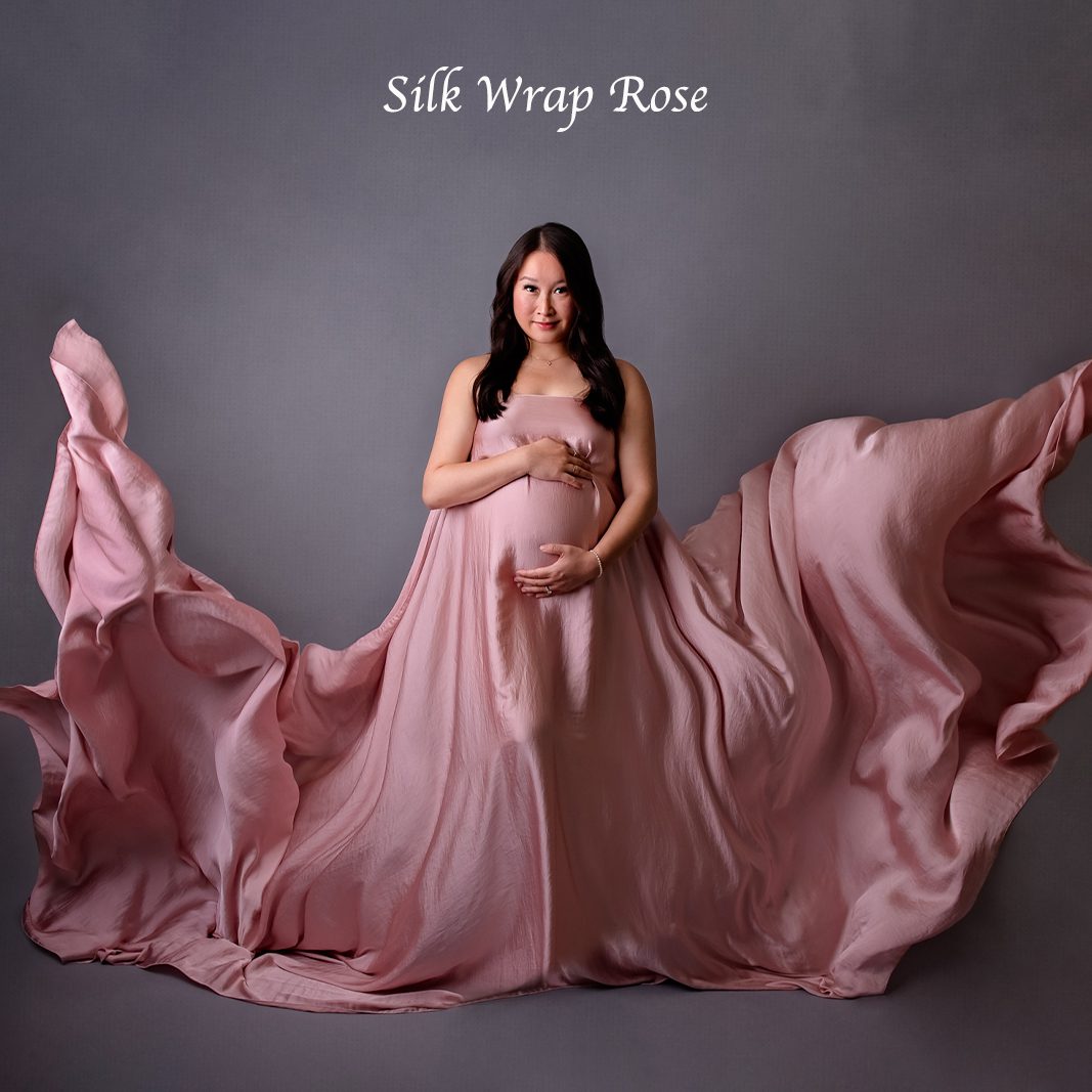 Vancouver Maternity Gown - Silk Wrap Rose