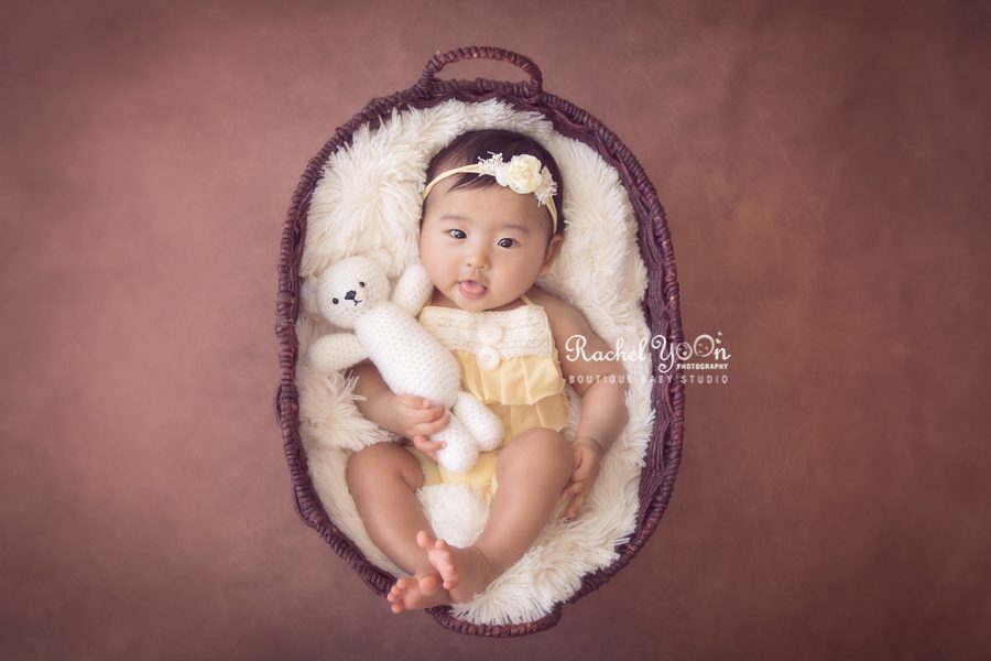 100 days old baby in a basket - Baby Photography Vancouver
