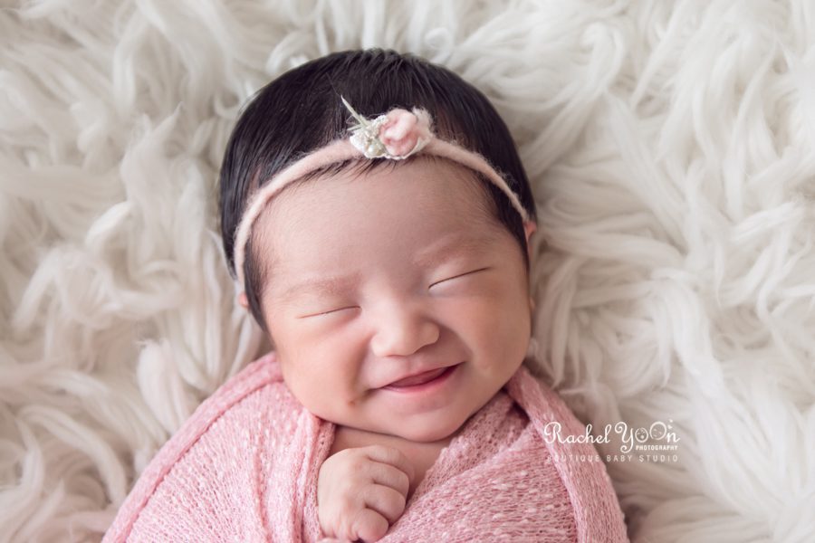 smiling newborn baby girl - Rachel Yoon Photography