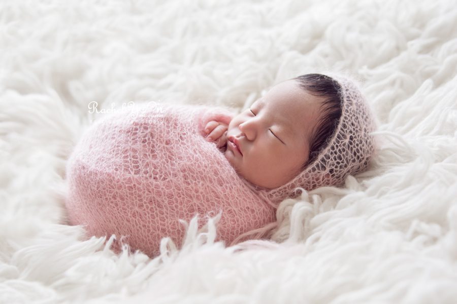 newborn baby girl in pink - newborn photography vancouver
