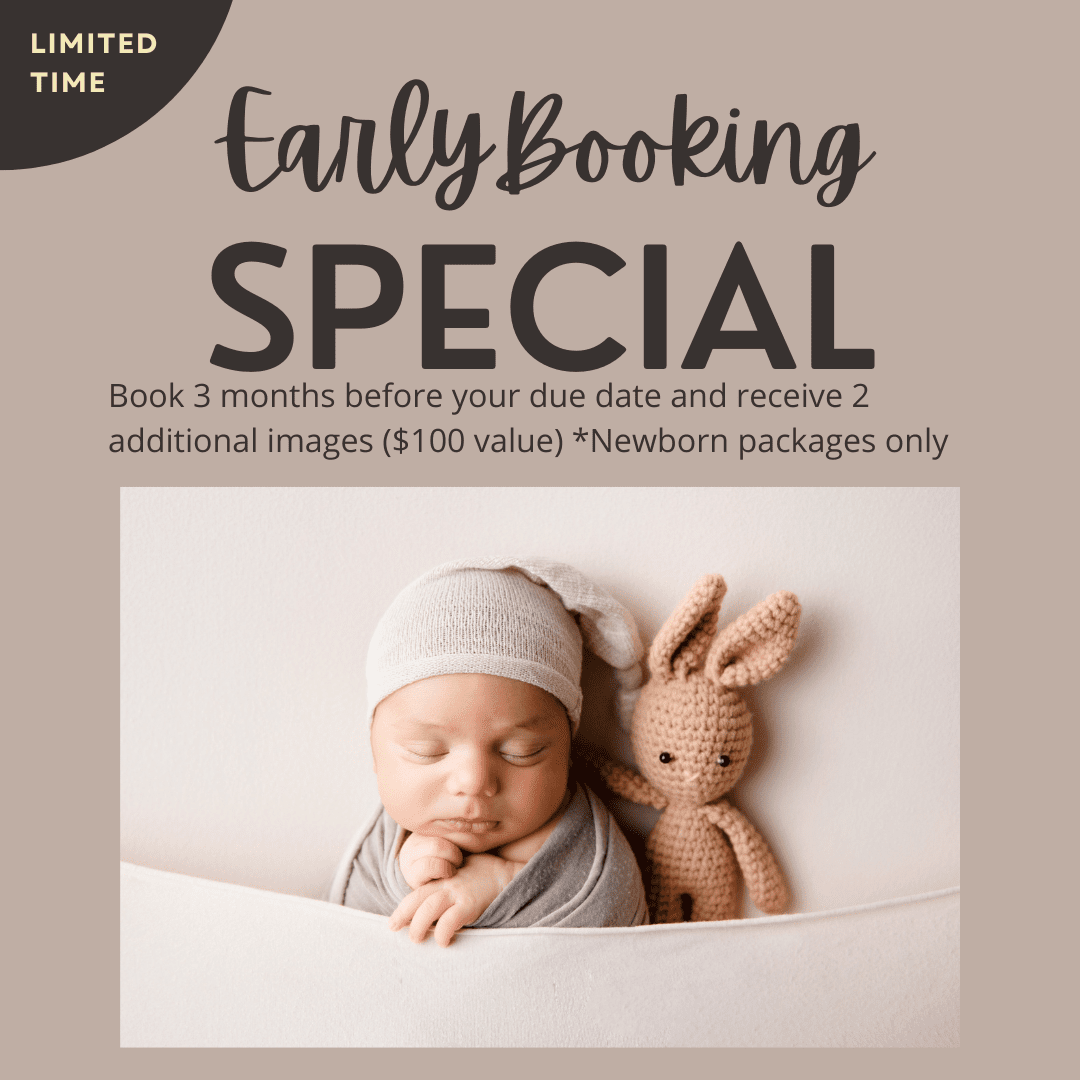 early booking special - book 3 months before your due date and receive 2 additional images ($100 value)