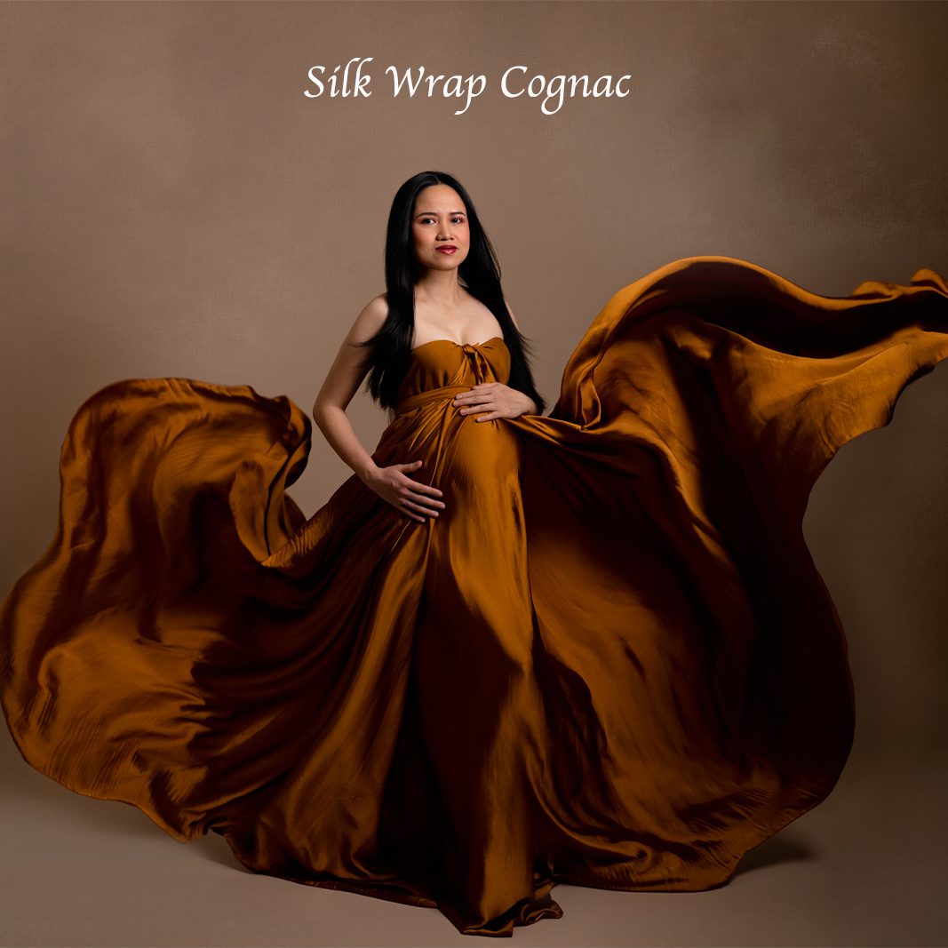 Maternity Gowns North Vancouver – Silk Wrap Cognac